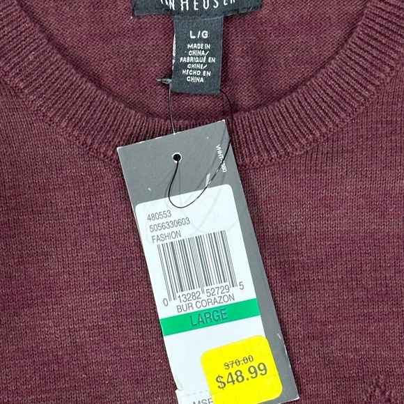 Men’s Van Heusen Large 42 - 44 Golf Sweater Argyle Maroon Red Long Sleeve NWT - Picture 7 of 9